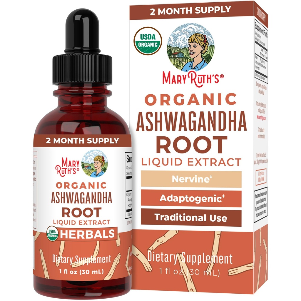MaryRuth Organics Ashwagandha Rootbean 124; USDA Organic Ashwagandha Liquid Drops # 124; Stress Relief, Natural Call, Afslapning og Mood Support Supplement # 124; Adaptogenec # 124; Nervine # 124; Vegan # 124; Non- GMO # 124; 60 Servering