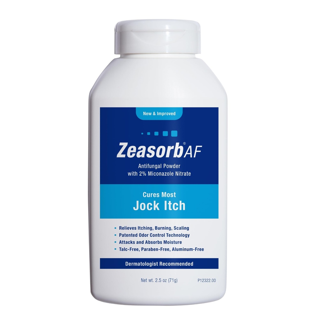 Zeasorb AF Jock Itch Powder, Super Absorbent, Skalering, & Burning Relief, 2.5 Oz