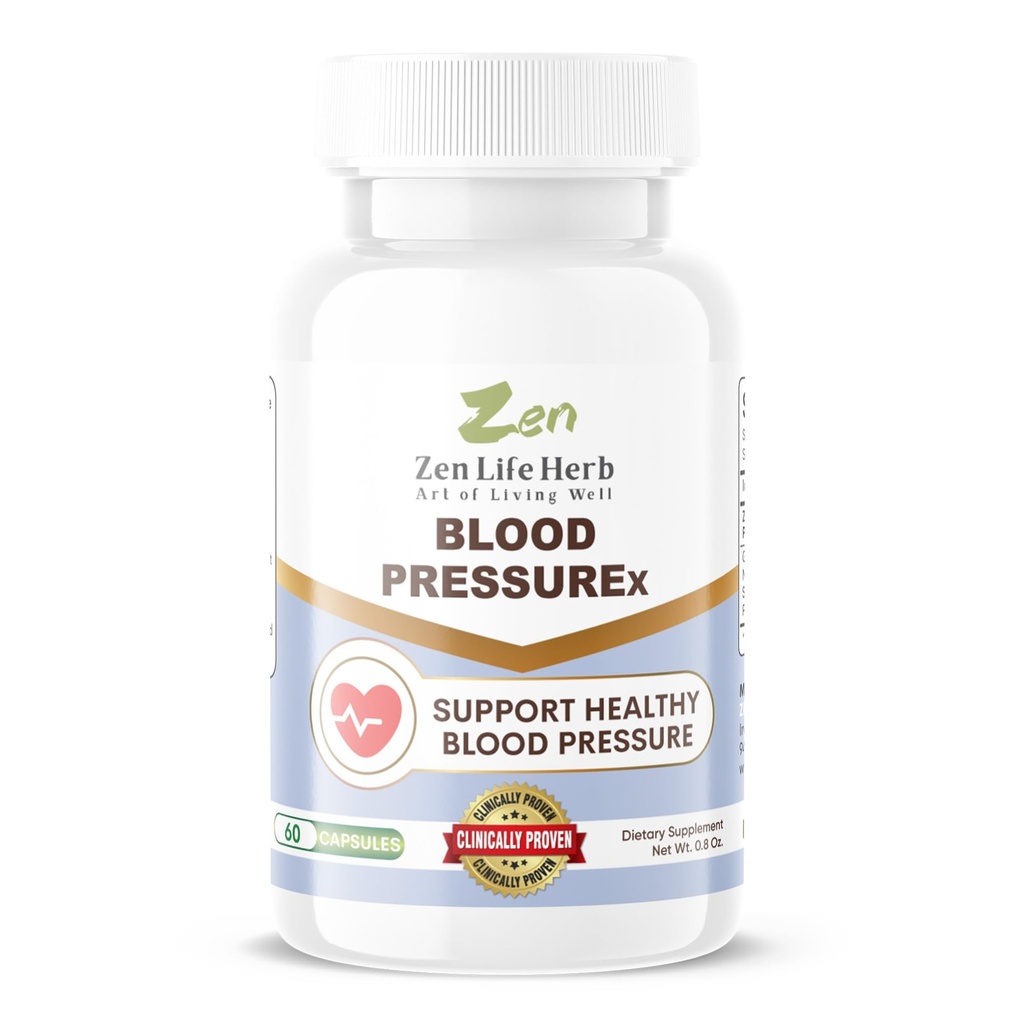 ZEN Life HERB Blood Pressurex - Heart Health Blood Pressure Support Support - Support Blood Pressure & Sund Cirkularitet Naturligvis Ginseng Plus Blend 100% Pure Plant- baseret supplement (60 kapsler)
