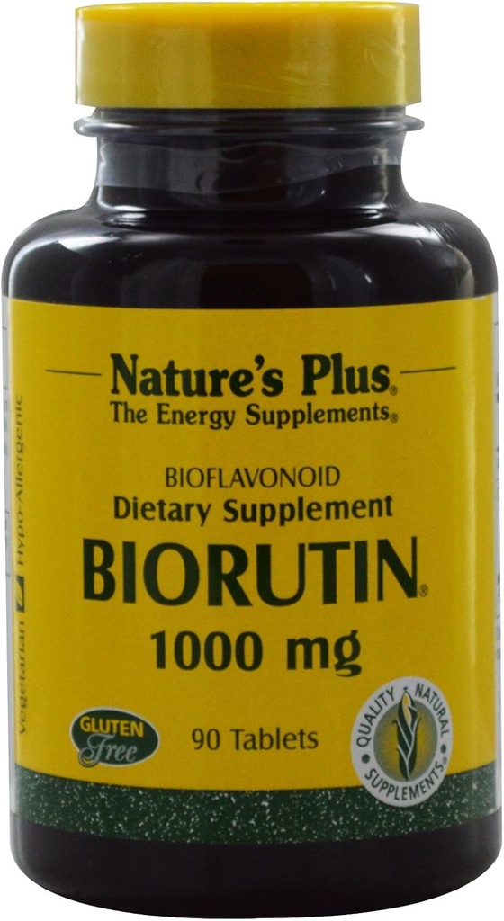 NaturesPlus Biorutin 1000 mg - 90 tabletter, pakke med 2 - Bioflavonoid & Rutin Complex - Understøtter vaskulær funktion & cirkulering - Vegetar, Gluten Free - 180 Total Serveringer