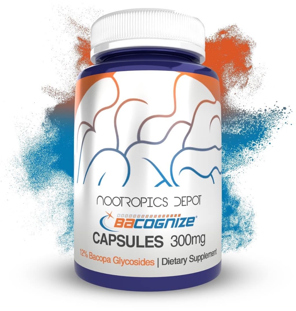 Nootropics Depot BaCognize Bacopa Monnieri 300mg Kapsler (120 Greve) Ayurvedic Herb Non- GMO, Gluten Free, og Vegetarisk Venlig