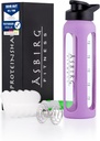 Fitness124; 24 oz Glas Protein Shaker Flaske - BPA- Free, Bladsikker Lid, Rustfrit stål Mixing Ball & Silicone Ærme - Gym Shaker til Smoothies, Shakes & Pre- Workout - Pastel Purple
