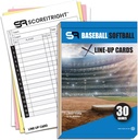 Baseball / Softball Lineup Cards - 16 Player Book Format Lineup Cards til 30 Spil - Flipbook Carbon Copy 4 Del Form - Tidsbesparende og praktisk Baseball Coaching Tilbehør