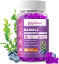 Sea Moss Gummies & Elderberry - C-vitamin + zink - Styrke Immun & Thyroid Support Booster Gummies Bears til børn og voksne - 60 naturlige Seamoss Gummies