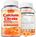 Calcium Citrate Supplement Gummies for Adult - Sugar Free Calcium Citrate 1200 Mg med Magnesium 300 Mg & Vitamin D3 - Økologisk Chewable Calciumtilskud til kvinder og mænd