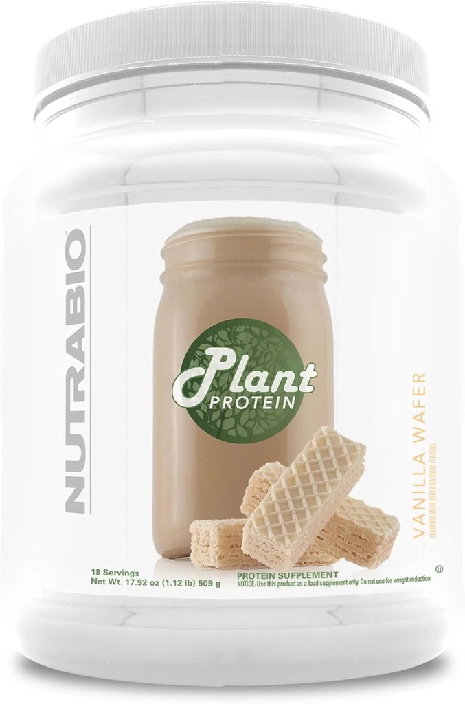 NutraBio Plant Protein – Complete Amino Acid Profile – 20G of Protein per Scoop – Gluten and Dairy Free, Zero Fillers, Naturally Sweetened, Non-GMO, USA Made Protein Powder (Vanilla Wafer)