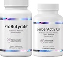 Optimal Gut & immunstøtte, ProButyrate Butyric Acid Complex Gut Health Supplement (120 kapsler) og BerberActiv- QR Berberine immunsupport Supplement (90 kapsler) Bundle, Hypoallergen Formel
