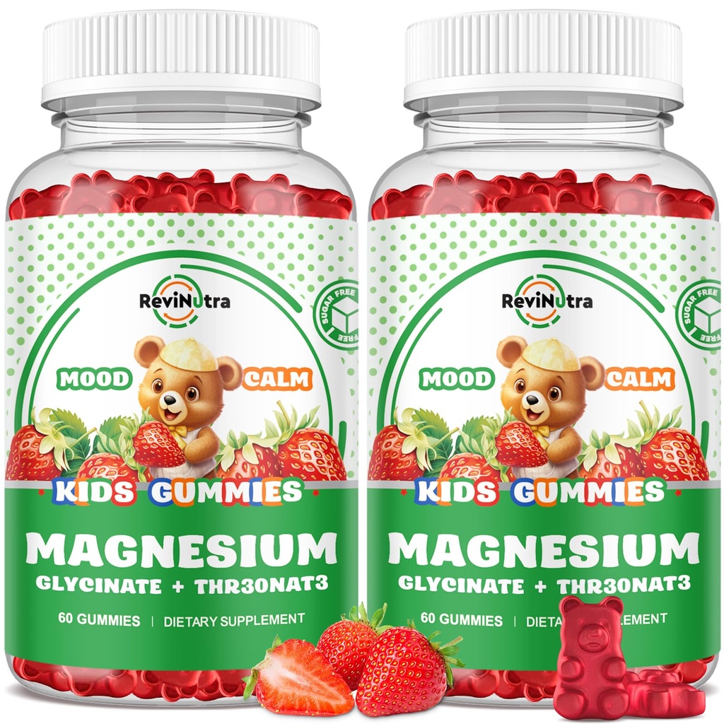 Magnesium Complex Gummies - Rolig Chewable Gummies for Kids & Adults- Magnesium Glycinate Supplement- w / Omega-3, Vitamin B6, D3- Support Calm Stress Relief, Bones, Mood, 2 Pack