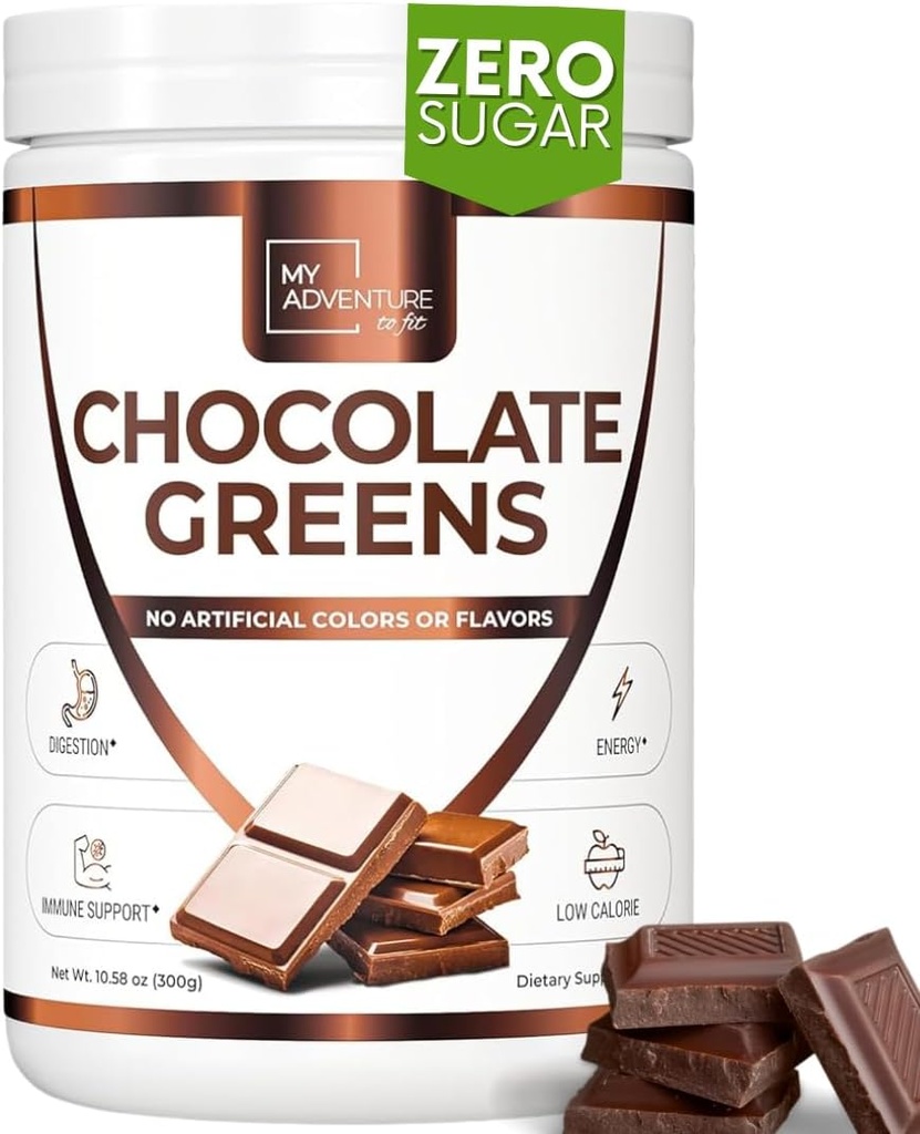 Green Superfood Powder til fordøjelse & Gut Sundhed - Keto Friendly Superfood Green Blend Powder for immunforsvar - Pulveriserede grønne supplement til immunboost - Chokolade, 180 Servere