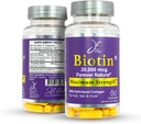 JE Natural biotin hår hud og negle vitaminer, C-vitamin, biotin og kollagen kosttilskud, der gør hår vokse hurtigere og længere, for alle aldre, 60 kapsler af biotin 20000mcg Maksimal styrke.