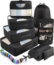 Veken 10 Set / 8 Set Packing Cubes for Travel Essentials, Suitcase Organizer Tasker i 4 størrelser, Carry- On Bagage Tilbehør med Stor Vaskeri & Toiletry Bag, Must-Have til Flyvning, Road Trip & Camping