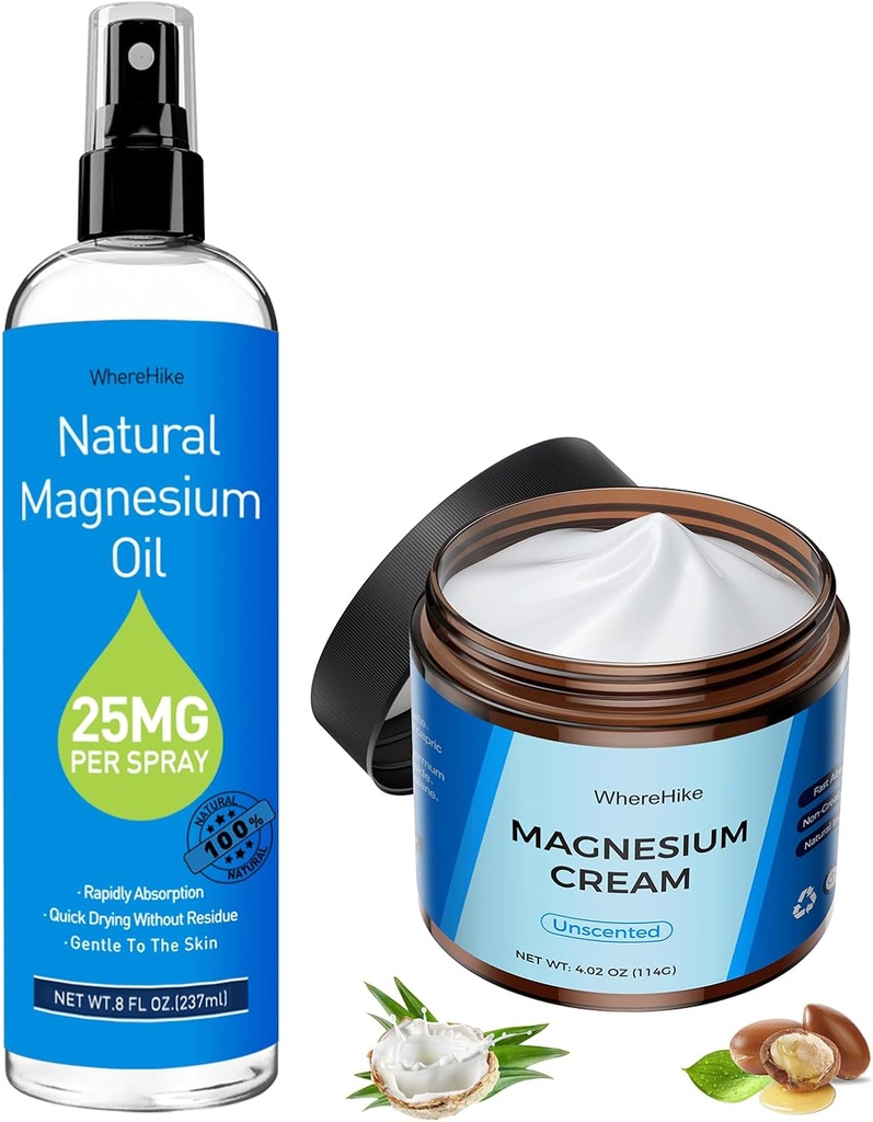 Tematisk Magnesiumcreme til smerter og søvn, Nighttime Magnesiumlotion til ben kramper, muskelafslapning, rolig, dyb hydrering til krop & hudpleje - Natural og sikker for børn.