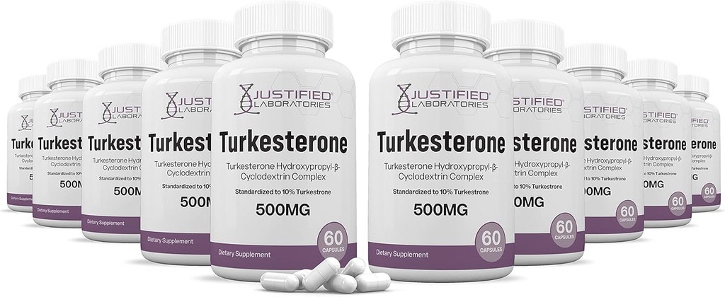 Justified Laboratories (10 Pack Turkesterone 500mg 10% Standardized Naturally Increase Stamina Endurance Strength 600 Capsules
