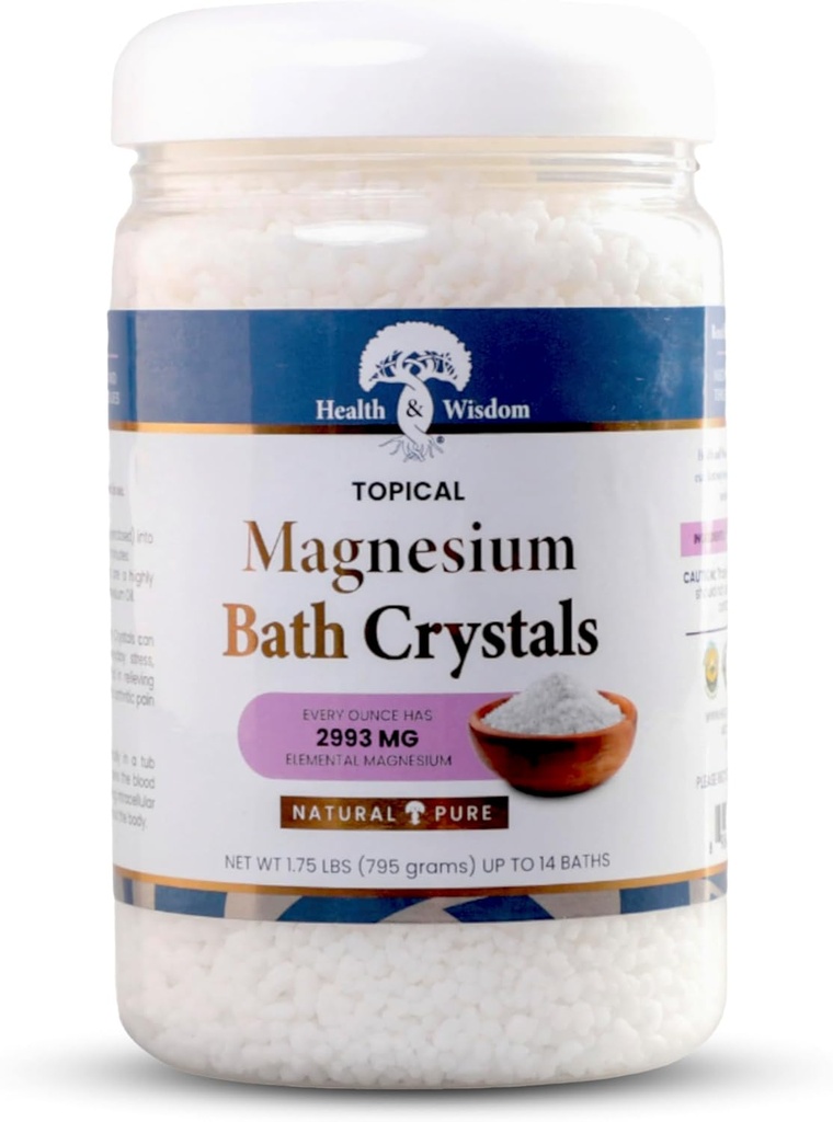 Sundhed og visdom Magnesium Bath krystaller - Bath Salte med høj koncentration & Forbedret Absorption for Muscle & Fælles Relief - Døde Hav Sourced - Uduftende - 1,75 lbs - Op til 14 Anvendelse
