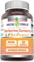 Amazing Formulas Berberine Turmeric & Bioperine 800mg Per Serving 60 Veggie Capsules Supplement | Non GMO | Gluten Free | Made in USA | Ideal for Vegetarians