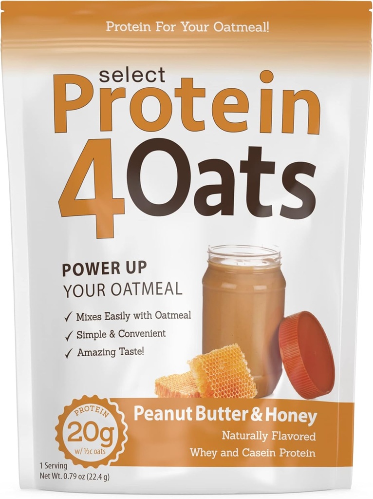 PEScience Protein4Oats, Protein Powder at gøre Amazing Tasting Protein Havregryn, med Whey og Casein, Gluten Free, Peanut Butter og honning, 12 Servere