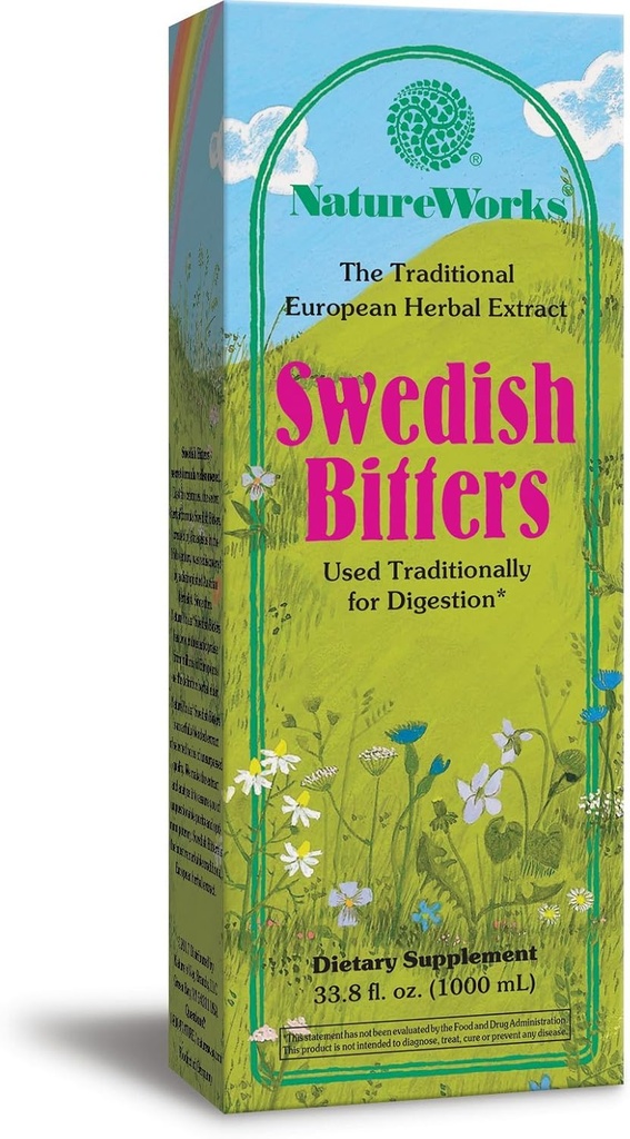 Nature's Way Works Swedish Bitters Traditional European Herbal Extract Used for Digestion, 33.8 fl. oz.