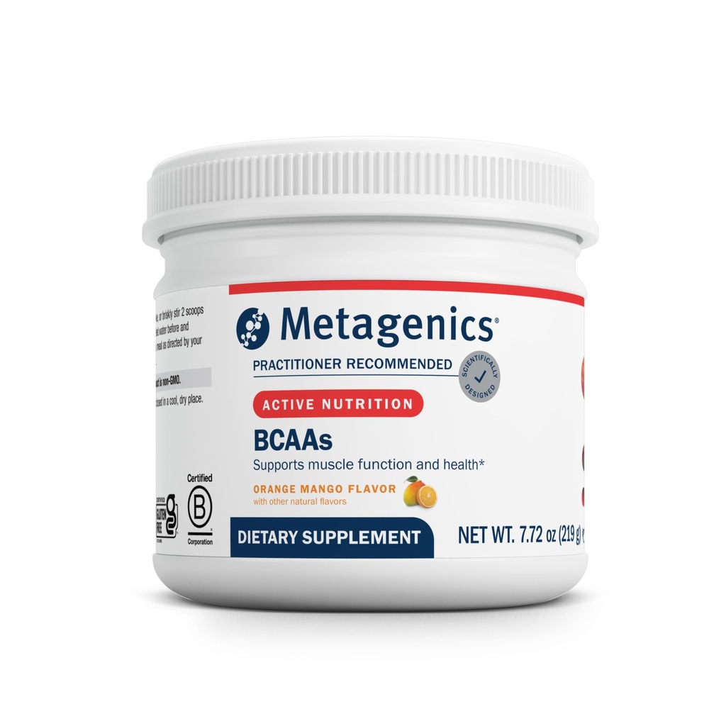 Metagenics BCAAs Powder - Orange Mango Flavor - 2: 1: 1: 1 Ratio af Leucin, Isoleucin & Valine - Understøtter Muscle Recovery, Endurance & Performance * - Non- GMO, Gluten- Free, Vegetar - 30 Servering