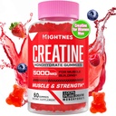 Creatin monohydrat gummier til mænd og kvinder - Creatin præ-workout gummies med Taurine & vitamin B6 B12 for maksimal styrke, muskel, energi, Endurance & Focus, Økologisk, Vegan- 60 Greve
