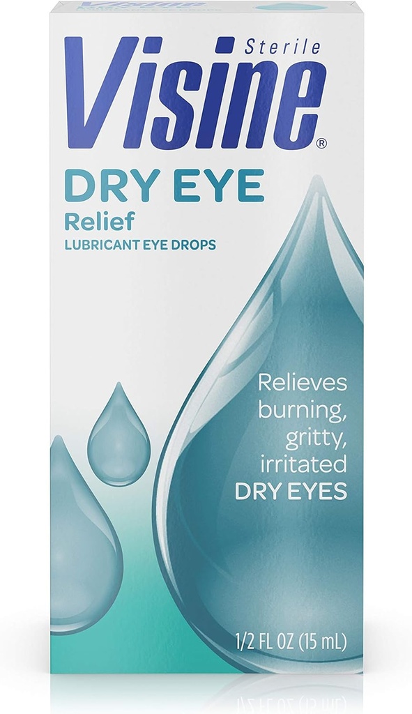 Visin tørt øje Relief smøremiddel øjendråber med polyethylen Glycol 400 til Fugt og Sothe Irriteret, Gritty og tørre øjne, designet til at arbejde som rigtige tåre, 0,5 fl. oz