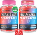 Creatine monohydrat Gummies, Pre- workout Chewables Supplement for kvinder og mænd, Creatine monohydrat med Taurine & B6 - for muskel, styrke, Endurance & Energy, Vegan (Berry, 120 Gummies)