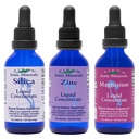 Eidon Ionic Minerals Liquid Silica, Zink, & Magnesium Drops Variety Pack - Silica, Zink, & Magnesium Kosttilskud, All- Natural Trace Minerals, No Preservatives or Additives - 2 oz, Pack of 3
