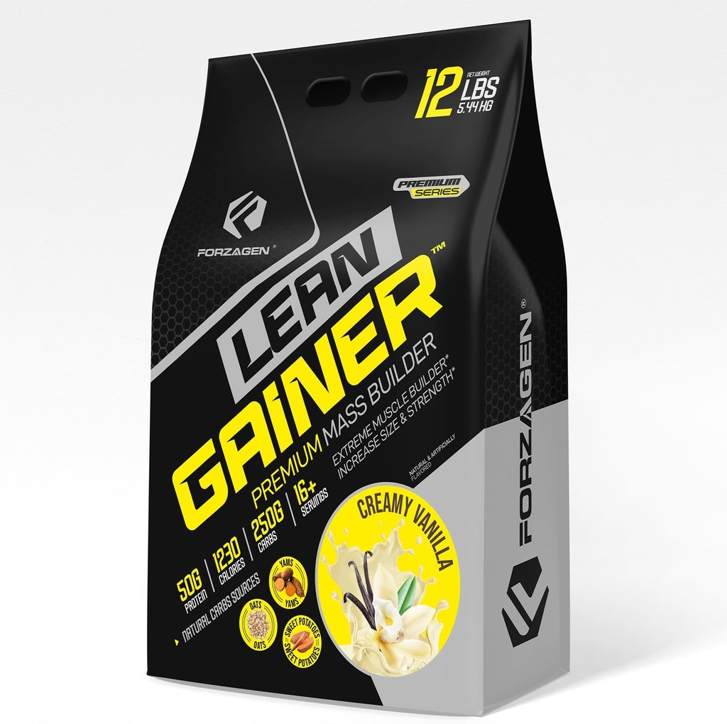 Forzagen Lean Gainer Premium Mass Builder Buddy 124; Mass Gainer Protein Powder for Mænd & Kvinder (12 Lbs, Creamy Vanilla)