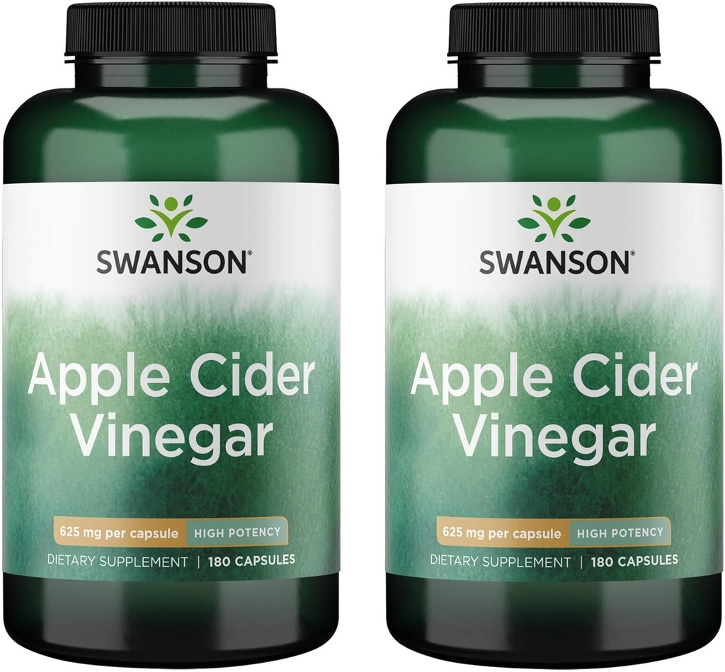 Swanson Apple Cider Vincipe kapsler - understøtter sund og fordøjelig sundhed - Hjælper støtte Metabolisme og vedligeholde profil - (180 kapsler, 625 mg hver) 2 pakke