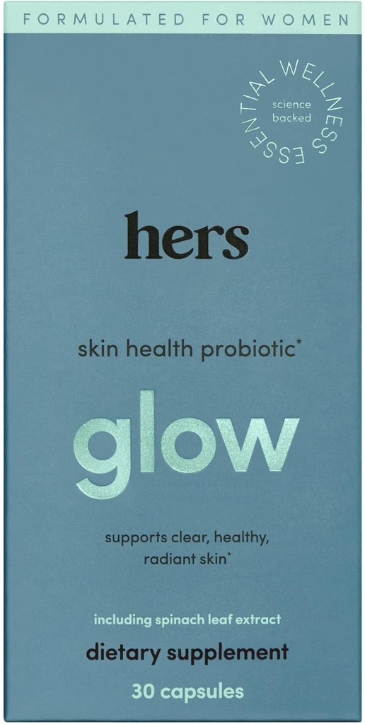 Hendes Glow Supplement - kvinders probiotiske supplement til hud - understøtter klar, strålende hud - Gluten fri, ikke-GMO, vegetar - 30 kapsler