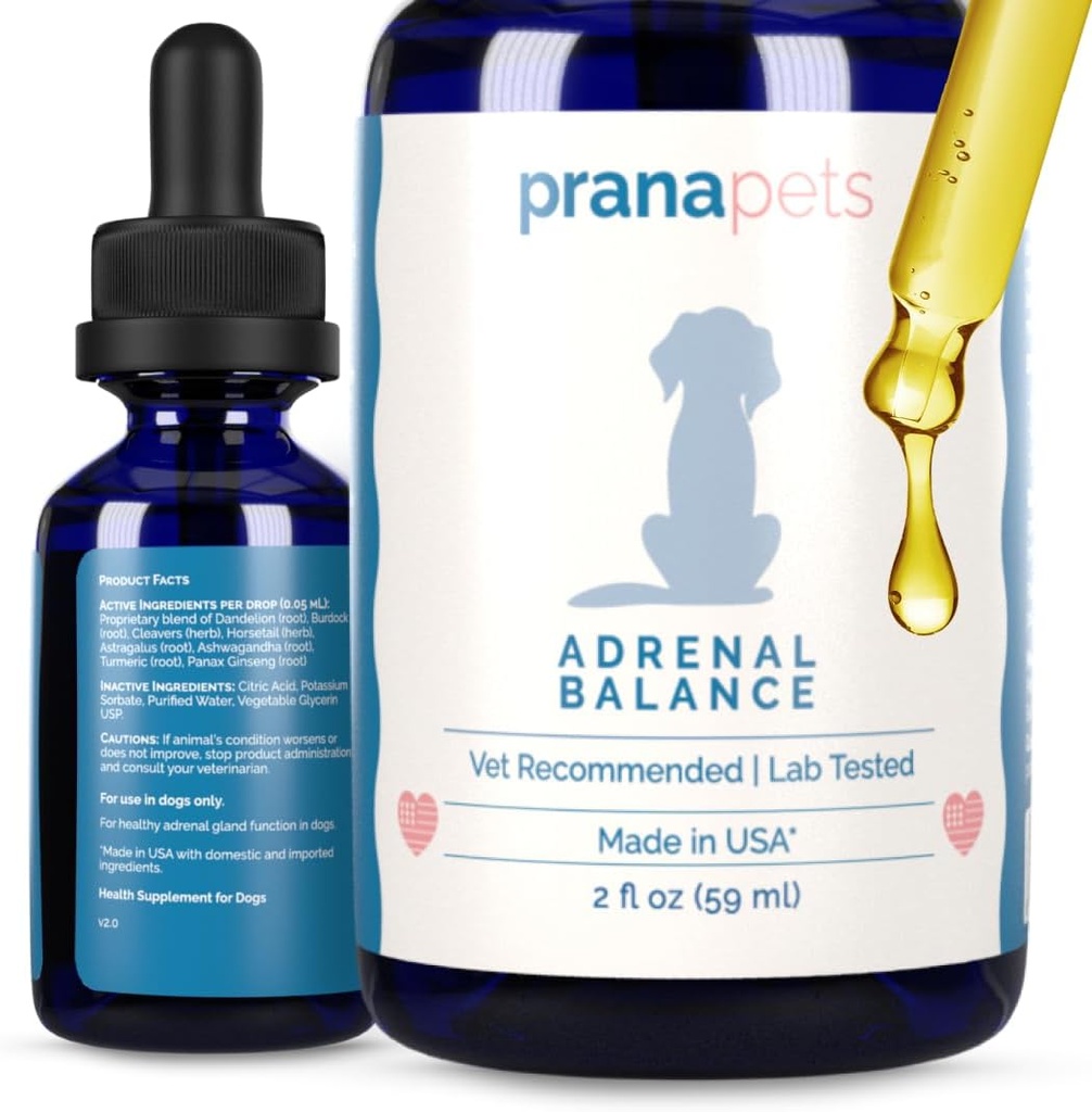 PranaPets Adrenal Balance for hunde med Cushing er 124; naturligt lindrer Symptomer på Cushing 's i hunde er 124; Urteformel for hunde med Cushing' s
