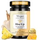 Vinget wellness stige op, Energi & Focus gummies for Women - Daily Brain Boost Gummy Supplement med naturlig koffein, Ashwagandha, B12, Nootropics Alpha- GPC & Lions Mane - Ananas, 60 Gummies