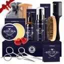 Lionmane Beard Care Julegaver Kit til mænd, Beard Mustache Grooming Kit- Beard Balm, Beard Wash, Beard Oil, Brush, Saks, Fødselsdag Anniversary Thanksgiving Gaver for Mand / Kæreste / far / ham