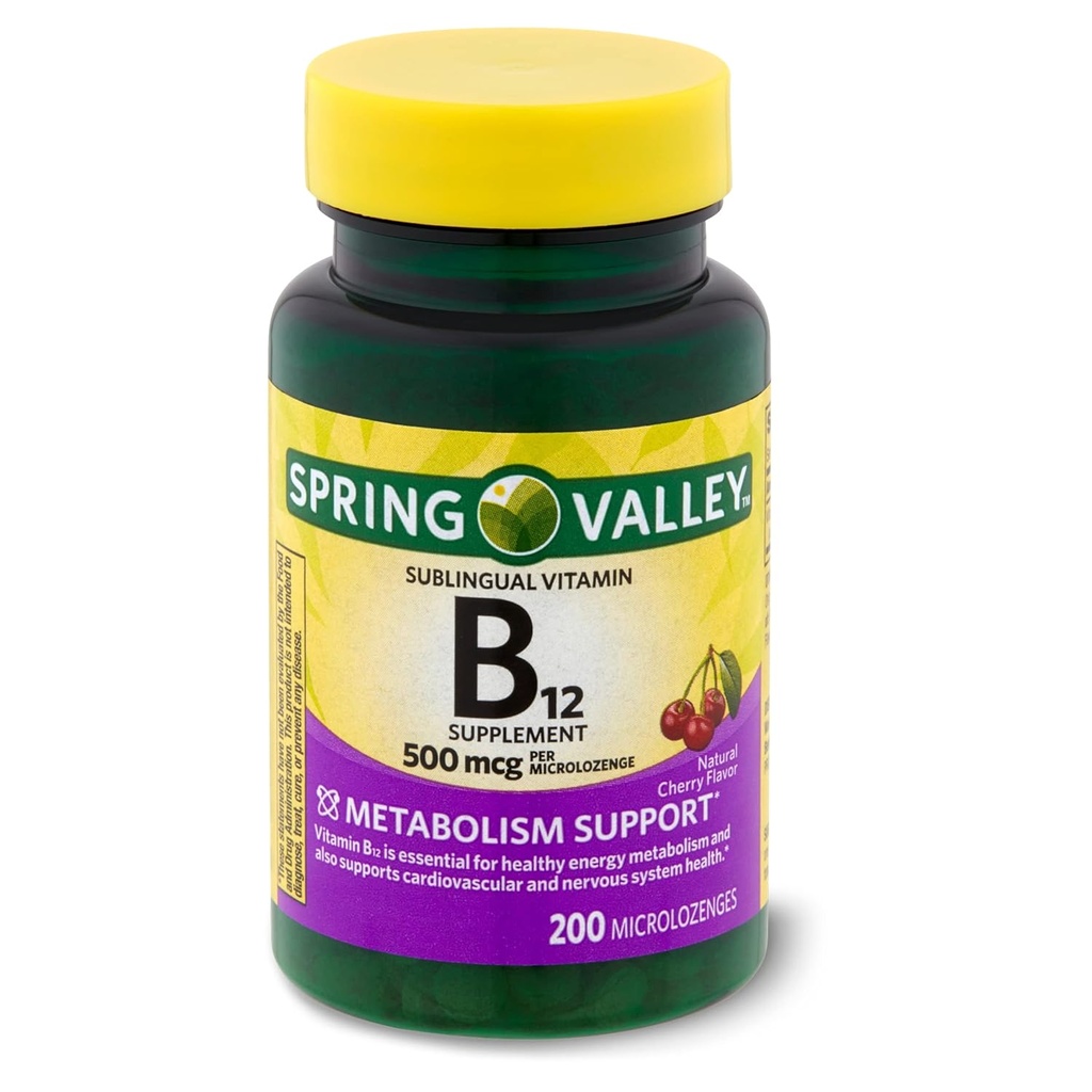 Spring Valley: Sublingual Dots Vitamin B- 12, 500 mcg (200 Cherry Microlozenges)