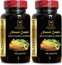 Calcium Magnesium Supplement - Muscle & Nervous System Support, High Absorption, Calcium Supplement with Calcium Citrate for Women & Men - 2 Bottles 240 Capsules
