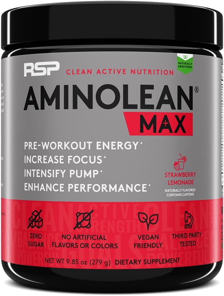 AminoLean MAX Natural Pre Workout - Intense Energy, Massive Pumps, Laser Focus med naturlig koffein, Nitrogenoxid, Beta Alanin, BCAA, Nootropics, 25 Serv