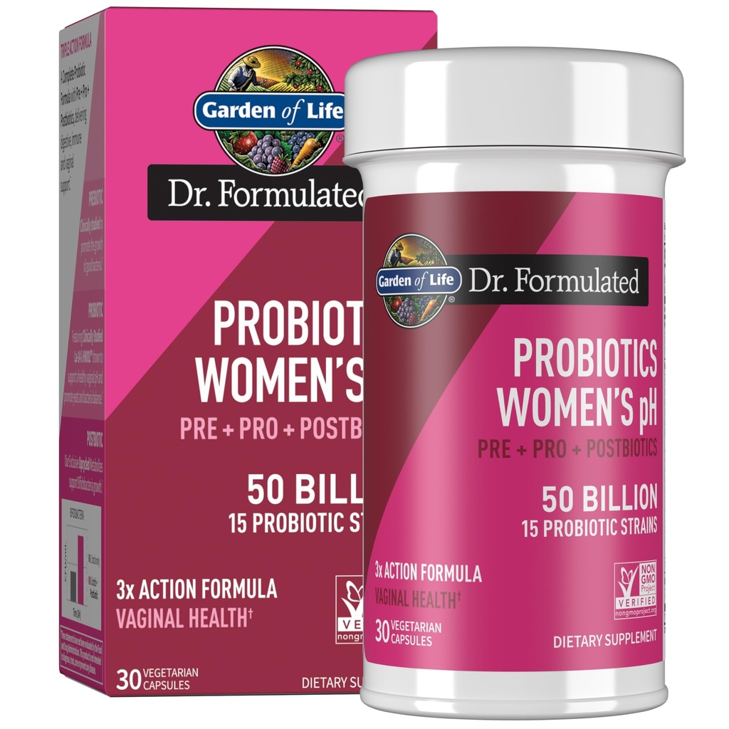 Livets have Dr. Formuleret én gang dagligt 3- in-1 Komplet Prebiotika, Postbiotika & Probiotika til kvinder, PRE + PRO + POSTBIOTIC supplement til kvinders fordøjelse, immunforsvar & vaginal sundhed, 30 dages forsyning
