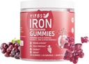 Jern Gummies Sukker fri, 120 Gummies Jern supplement til kvinder Multivitamin med jern, Vitamin & Zink til kvinder, Mænd & Kid- Grape Flavor, Vegan tillæg, Folate til energi - Nej efter smag