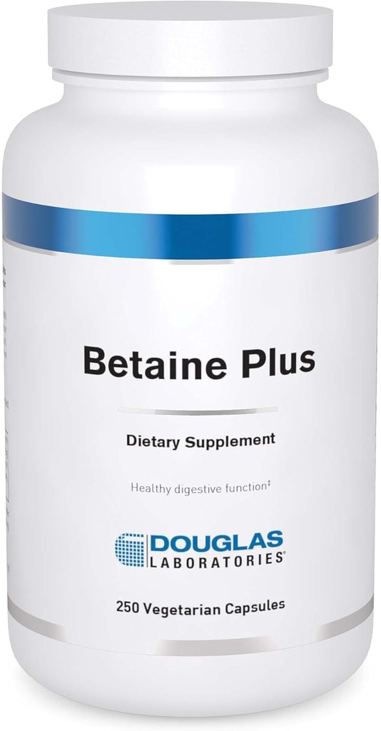 Douglas Laboratories Betaine Plus - Betaine Hydrochlorid med Pepsin til støtte sund fordøjelsesfunktion * - 250 Vegetariske kapsler