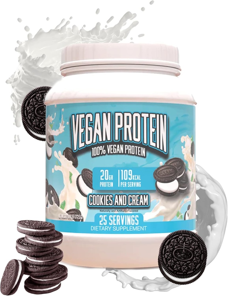 Kæmpe Kosttilskud Vegan Protein Powder - Cookies & Cream - Superior Plant- baseret Protein Powder, 20g Protein Per Servering