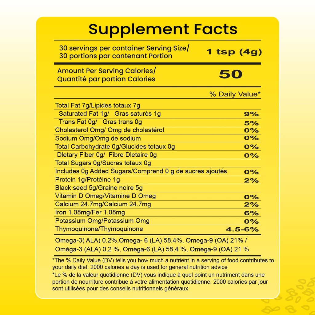 Buie Black Seed Oil - 100% Pure & Natural Organic Cold- Pressed Nigella Sativa Oil - Med 4,5-6% Thymoquinon & Omega 3 6 9 - Understøtter hud, fordøjelse og daglig wellness - 8 Fl oz