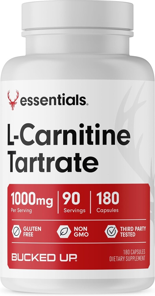 Bucked Up L- Carnitin Tartrate 1000mg, Essentials (90 Servere, 180 Kapsler)