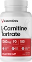 Bucked Up L- Carnitin Tartrate 1000mg, Essentials (90 Servere, 180 Kapsler)