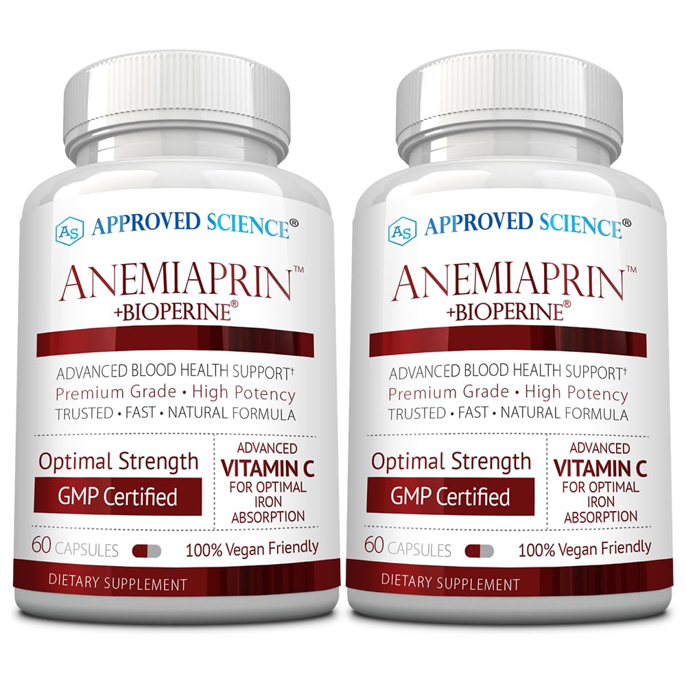 Godkendt videnskab Anemiaprin - Absorberet jern, C-vitamin - blid på maven - 120 kapsler - 2 måneders forsyning - ikke-GMO, Vegan