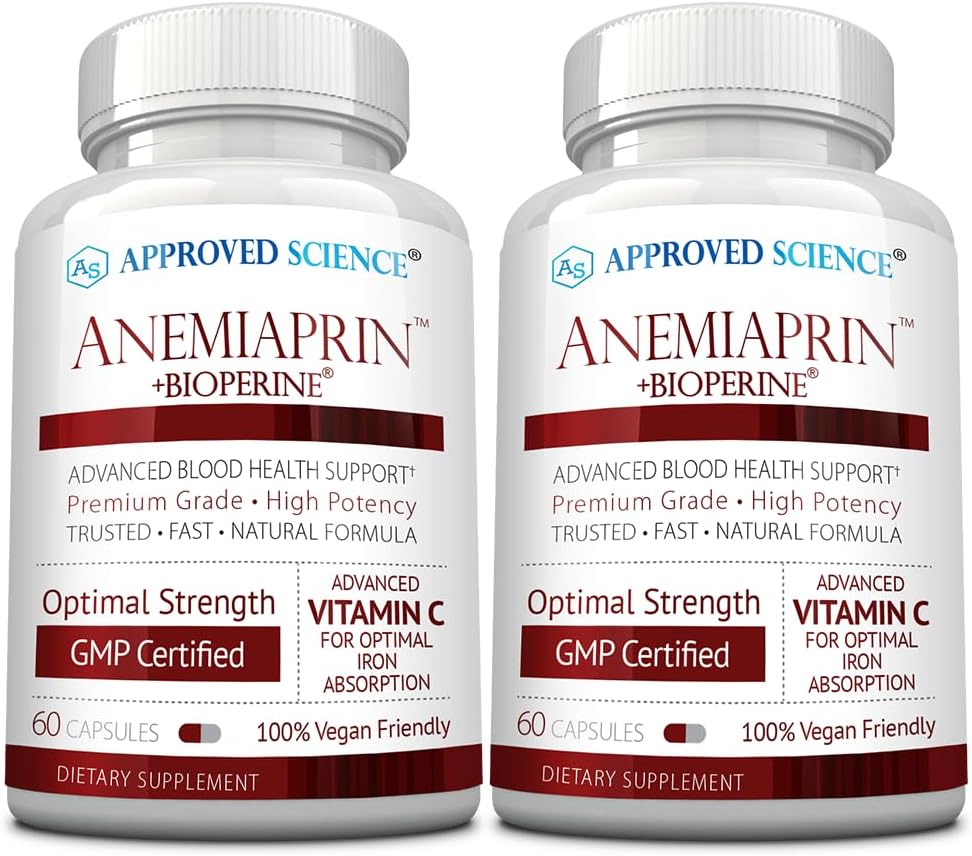 Godkendt videnskab Anemiaprin - Absorberet jern, C-vitamin - blid på maven - 120 kapsler - 2 måneders forsyning - ikke-GMO, Vegan
