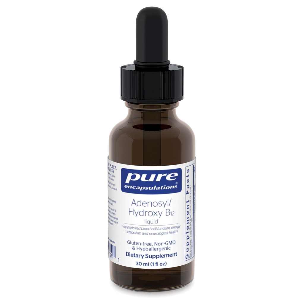 Pure indkapslinger Adenosyl / Hydroxy B12 Liquid 30 mL - Understøtter energi Metabolisme & Neurologisk sundhed * - for Brain Support * - Gluten Free - Vegan - 1 Fl Oz
