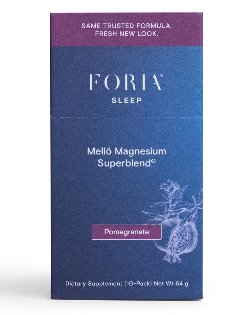 Mezzö Magnesium Supplement Superblend Powder - Magnesium Glycinat med L- Theanin, GABA og Trace Minerals - Understøtter søvn, afspænding og balanceret energi - Pomegranat Flavor, 10- Pack, Singles