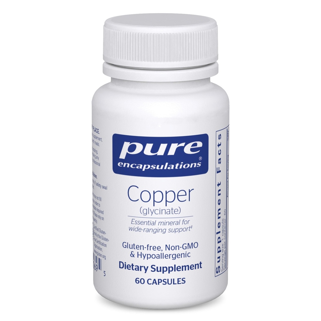 Ren indkapsling Kobber Glycinate 60 's - 2 mg Kobber supplement, Understøtter Red Blood Cell Dannelse * - Aids Energy Metabolisme - Non- GMO & Vegan - 60 kapsler