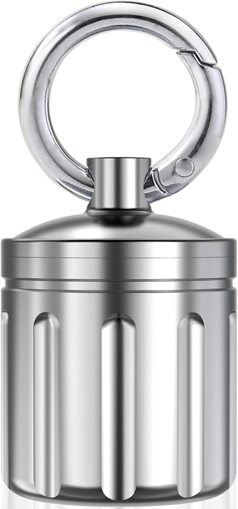 Vandtæt pille Organizer, Rustfrit stål, Keychain, Bærbar pille Container enkelt kammer Box Udendørs Camping, Størrelse: 1.2 x 1.2 x 1,65 inches