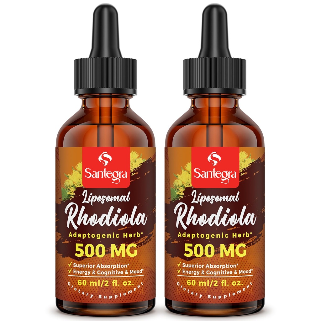 500 MG Liposomal Active Rhodiola Rosea Supplement with Ashwagandha, Liquid for High Absorption, Rhodiola Rosea Root Extract Tincture for Energy, Stress, Mood, Vegan, Sugar & Gluten-Free, 120 ml