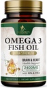 Omega 3 Fish Oil Supplements 2400 mg - Triple Strength Omega3 - EPA & DHA med essentielle fedtsyrer - Naturlig immun, hjerne og hjerte sundhedsstøtte - Burpless, Lemon Flavor, Wild fanget - 120 Softgels